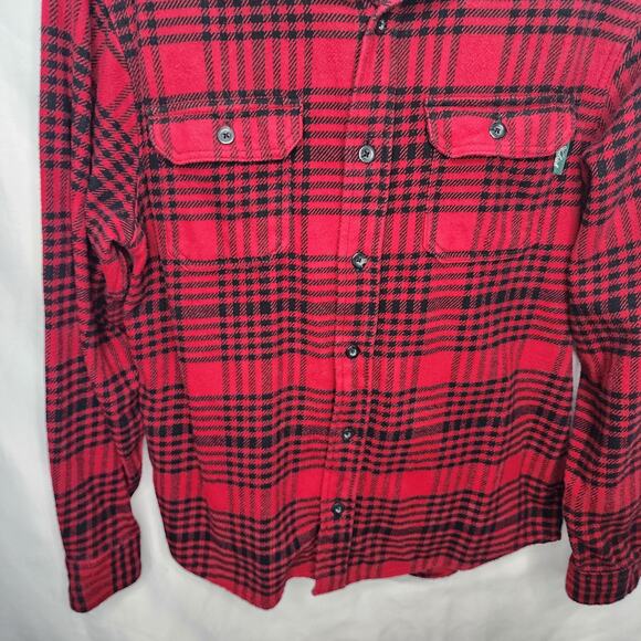Woolrich Red & Black Plaid Heavy Weight Button Front Men's Flannel Shirt Size M - Picture 8 of 12